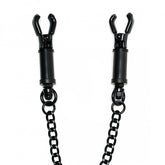 Black Metal Adjustable Nipple Clamps With Chain > Bondage Gear > Nipple Clamps